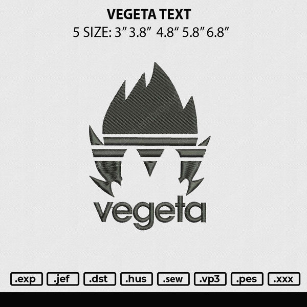 Vegeta Text Embroidery File 5 sizes