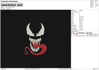 Venom Face Embroidery File 4 sizes
