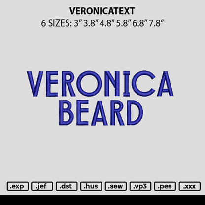 Veronicatext Embroidery File 6 sizes