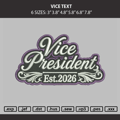 Vice Text Embroidery Machine Design File 6 sizes