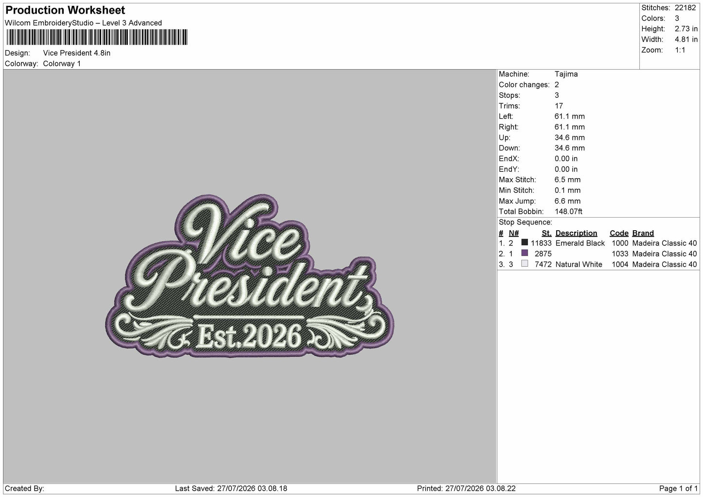 Vice Text Embroidery Machine Design File 6 sizes