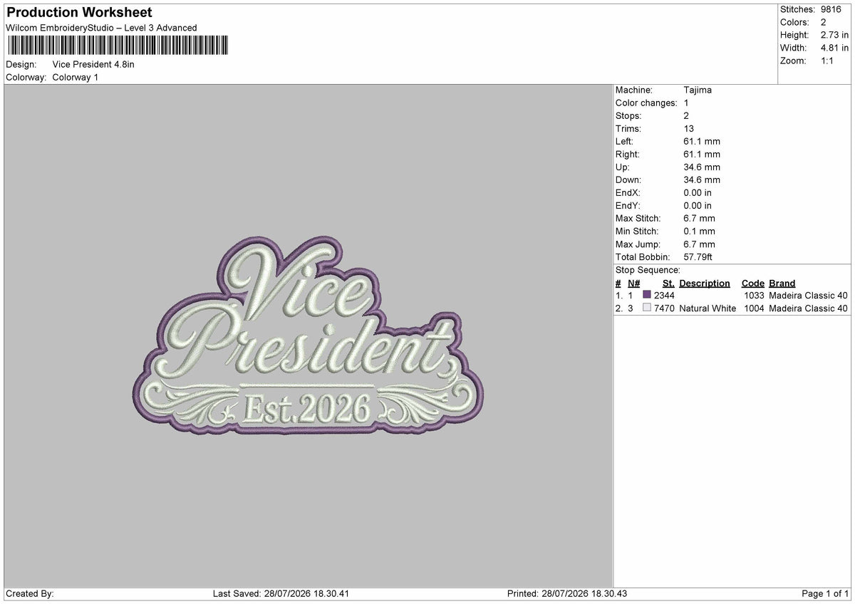 Vice Text Embroidery Machine Design File 6 sizes