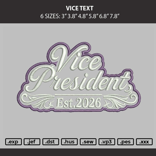 Vice Text Embroidery Machine Design File 6 sizes