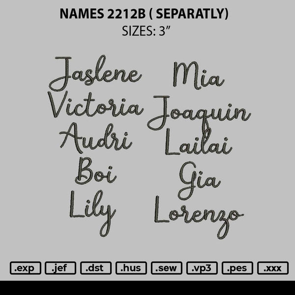 Names 2212b Embroidery File 6 sizes
