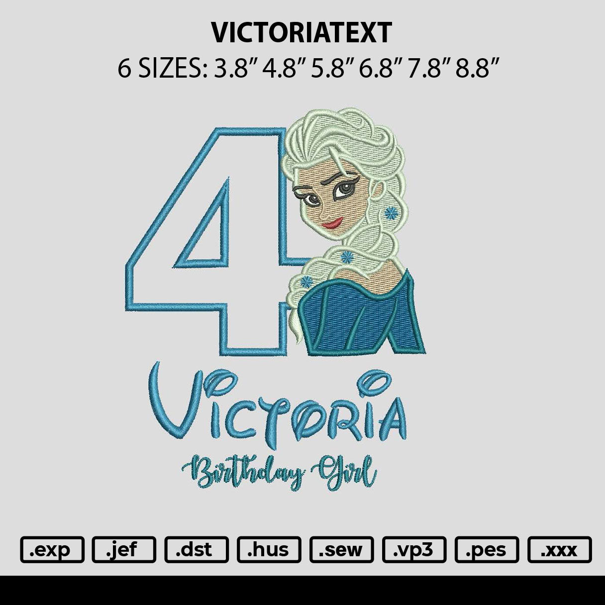 Victoriatext Embroidery File 6 sizes