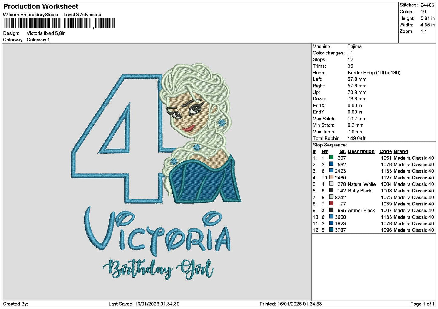 Victoriatext Embroidery File 6 sizes