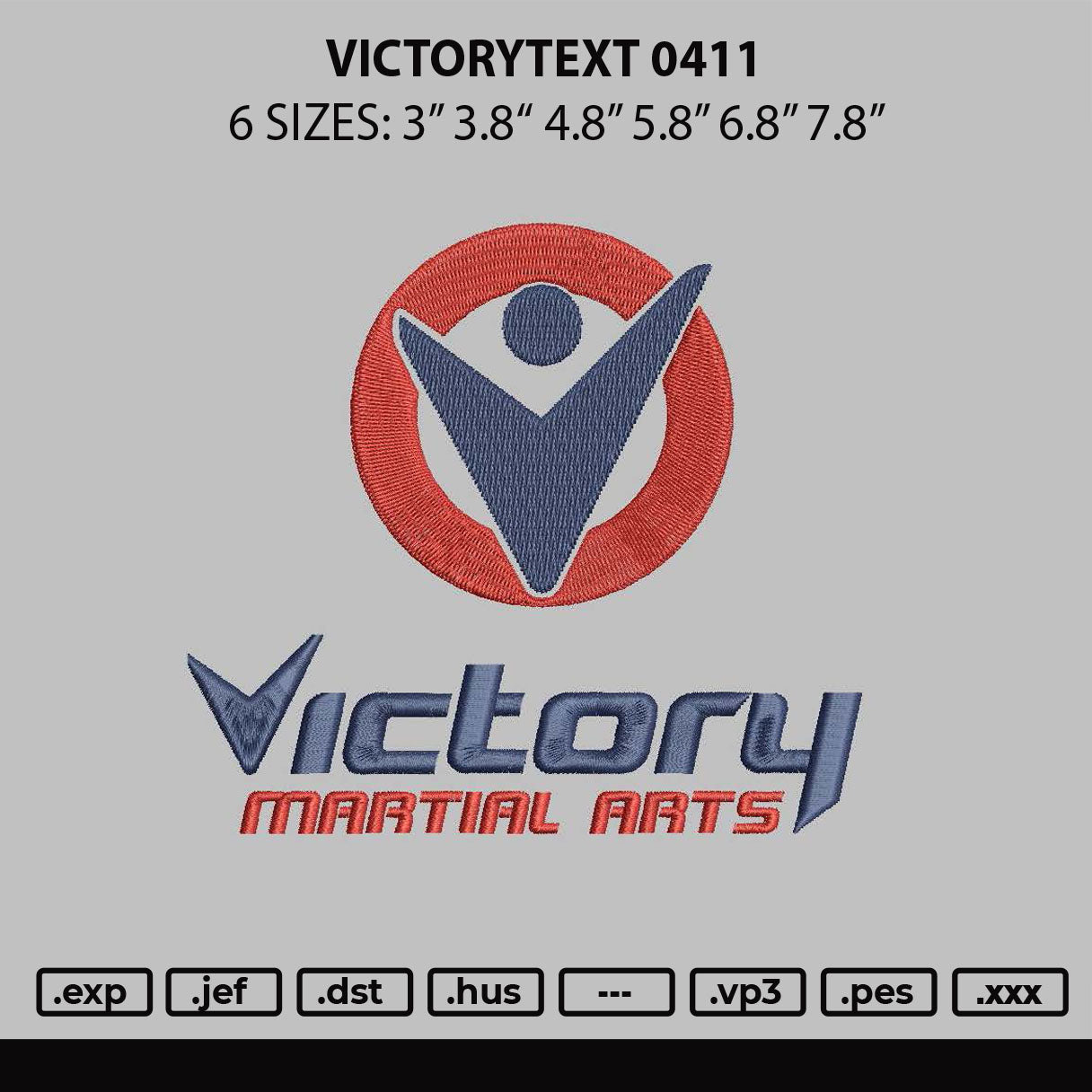 Victorytext 0411 Embroidery File 6 sizes