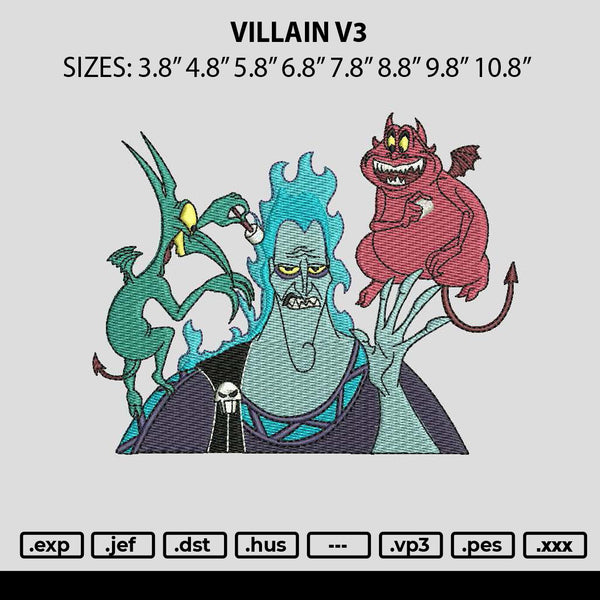 Villain V3 Embroidery File 6 sizes