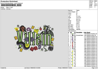 Villaintext v1 Embroidery File 6 sizes