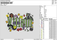 Villaintext v1 Embroidery File 6 sizes