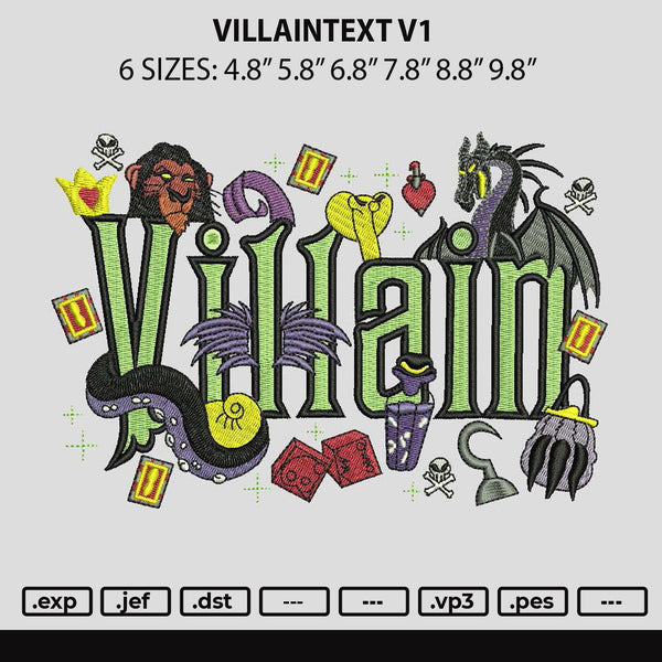 Villaintext v1 Embroidery File 6 sizes