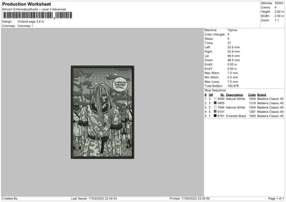 Vinland Saga Embroidery File 4 size
