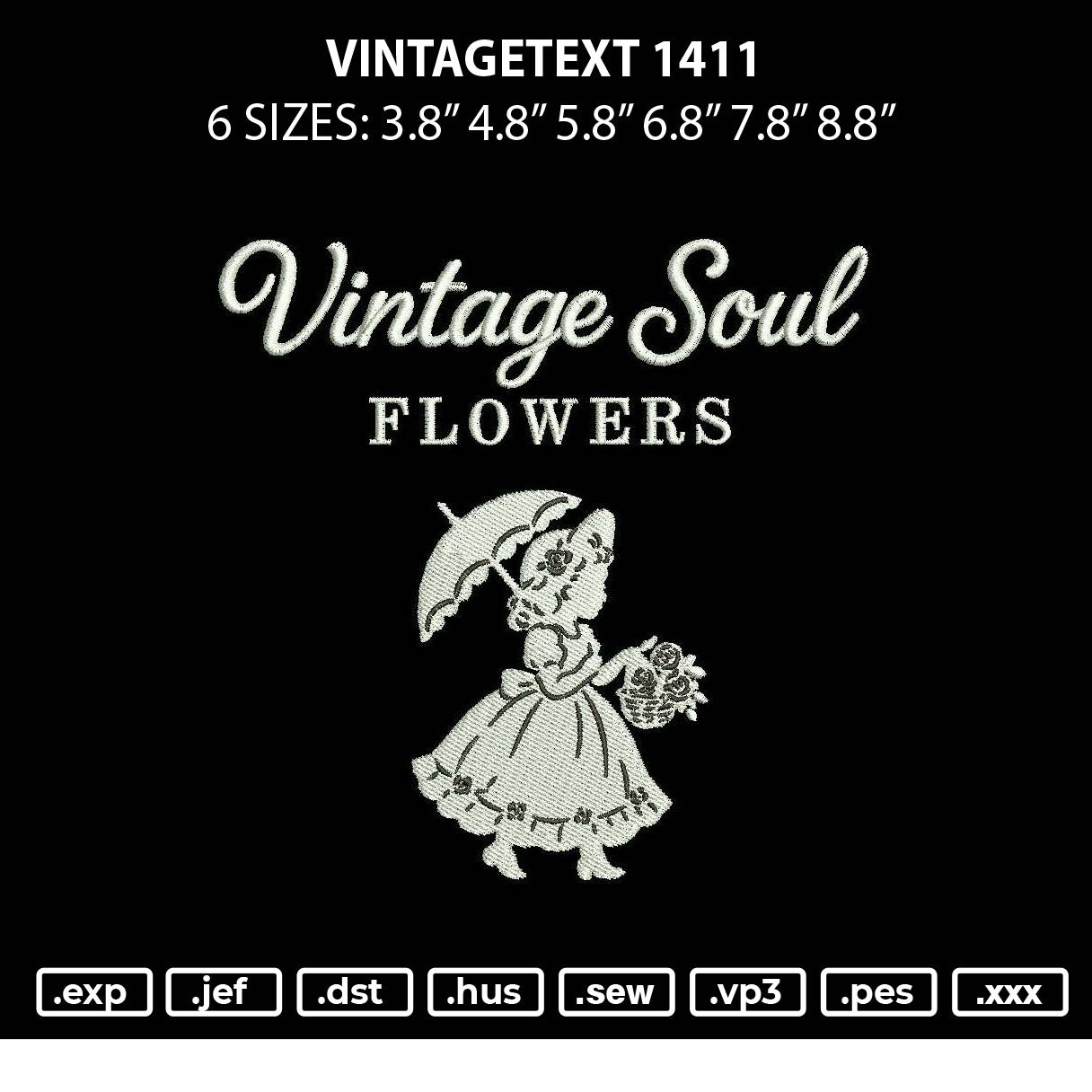 Vintagetext 1411 Embroidery File 6 sizes