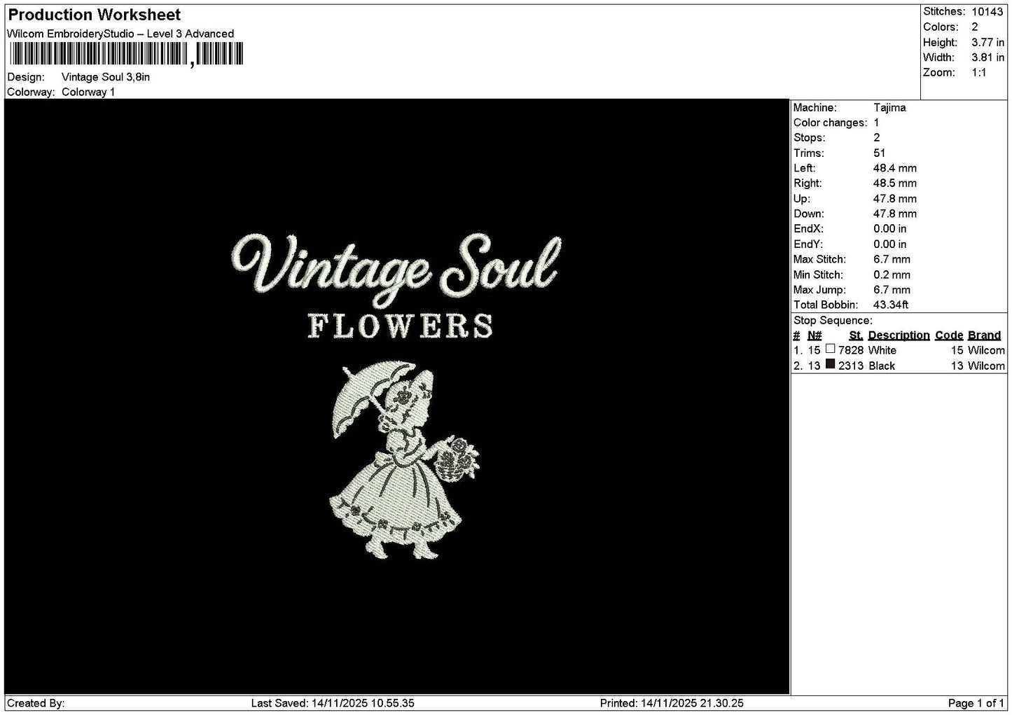 Vintagetext 1411 Embroidery File 6 sizes
