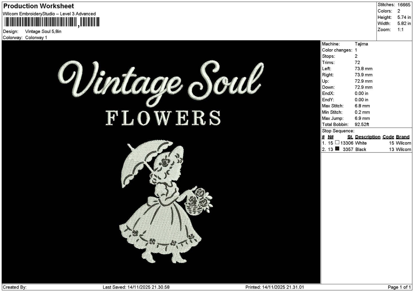Vintagetext 1411 Embroidery File 6 sizes