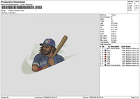 Swoosh Baseball 1306 Embroidery File 6 sizes
