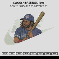 Swoosh Baseball 1306 Embroidery File 6 sizes