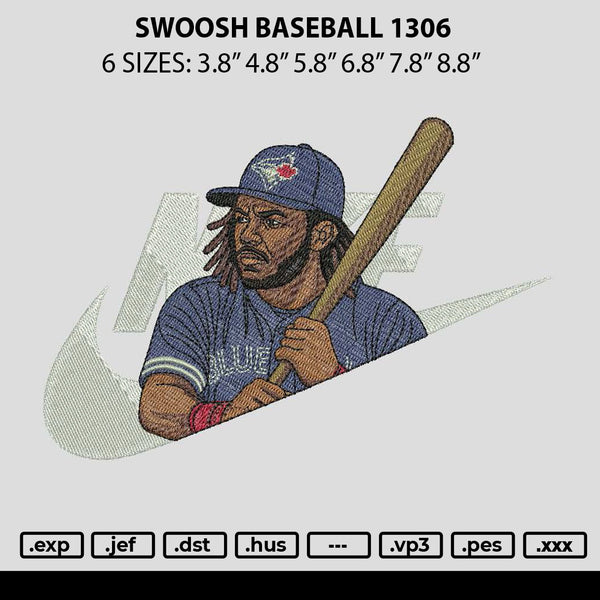 Swoosh Baseball 1306 Embroidery File 6 sizes