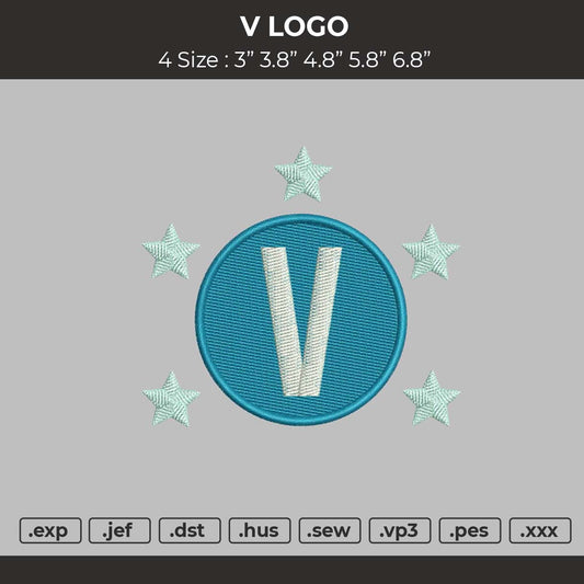 V Logo Embroidery File 4 size