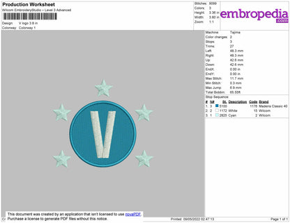 V Logo Embroidery File 4 size
