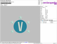 V Logo Embroidery File 4 size