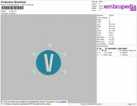 V Logo Embroidery File 4 size