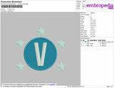 V Logo Embroidery File 4 size