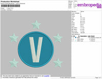 V Logo Embroidery File 4 size