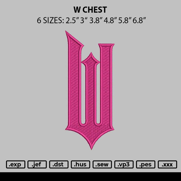 W Chest Embroidery File 6 sizes