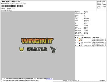 Winginit Embroidery File 4 size