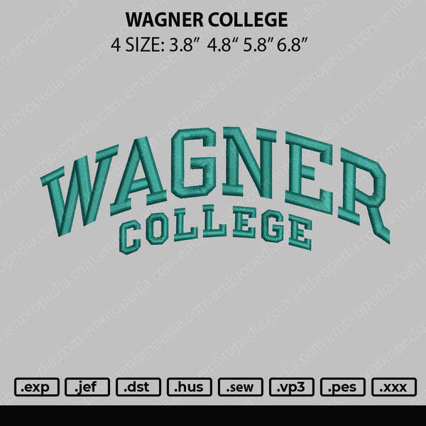 Wagner College Embroidery File 4 size