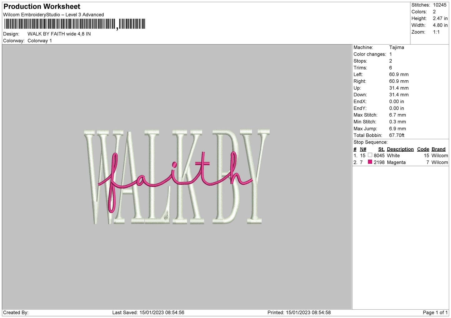 Walkbyf Embroidery File 6 sizes