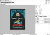 Wanted SK Brook Embroidery File 4 sizes