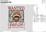 Wanted Luffi Embroidery File 6 sizes