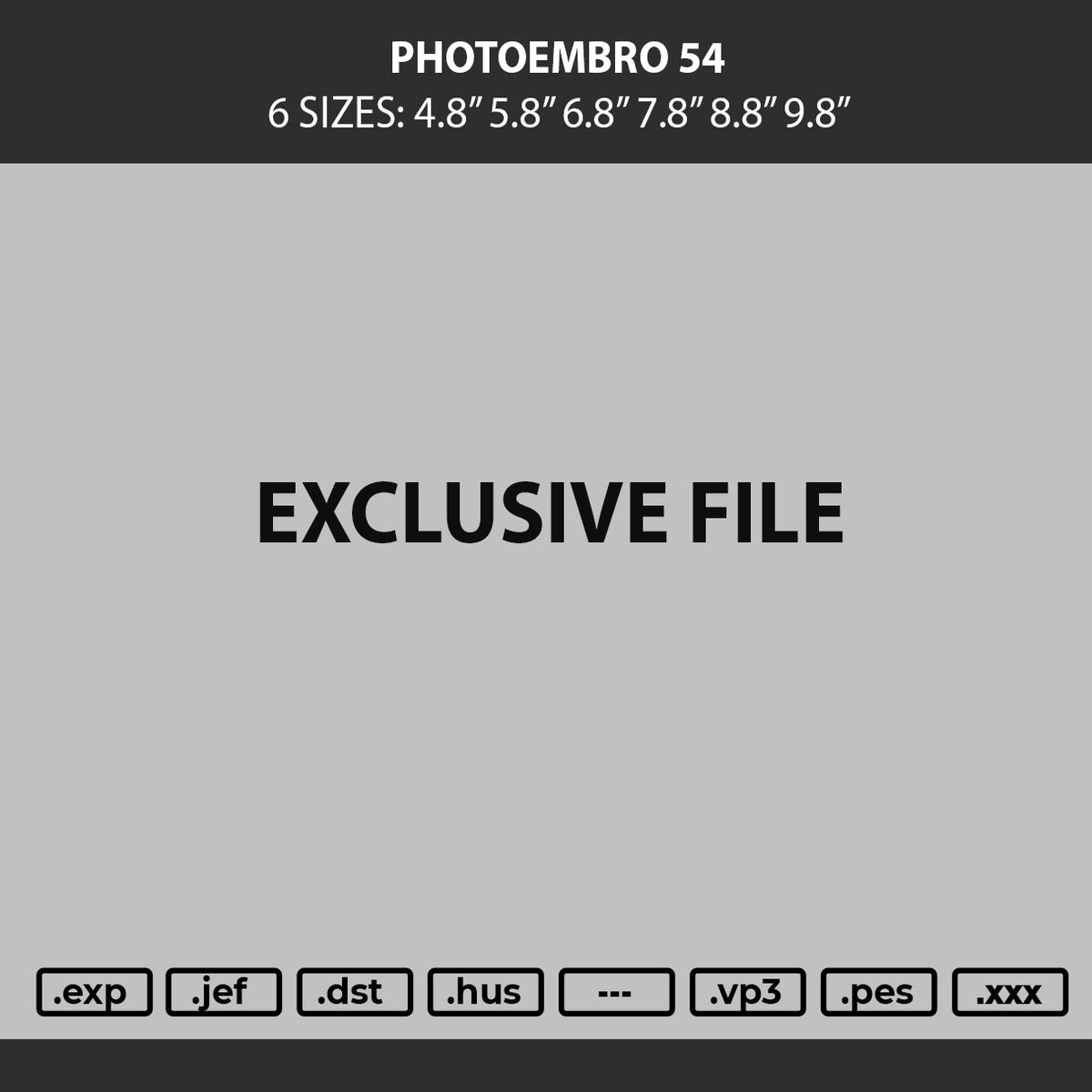 Photoembro 54 Embroidery Machine Design File 6 sizes