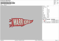 Warriors Flag Embroidery File Design