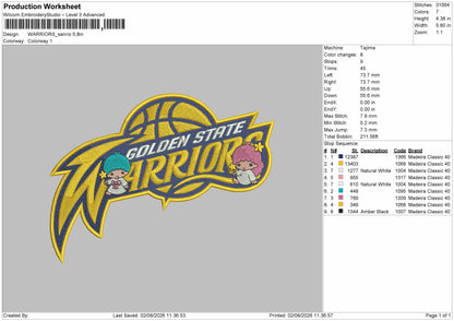 Warriors Text 0208 Embroidery Machine Design File 6 sizes