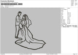 Wedding Outline Embroidery File 6 sizes