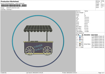Snack Circle Embroidery File 6 sizes