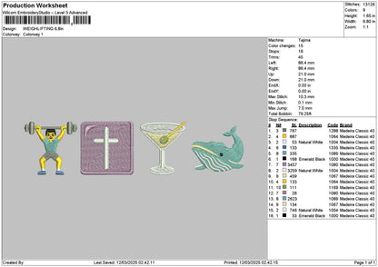 Gymicon Embroidery File 6 sizes