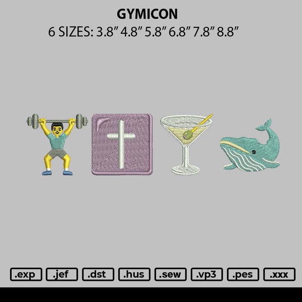 Gymicon Embroidery File 6 sizes
