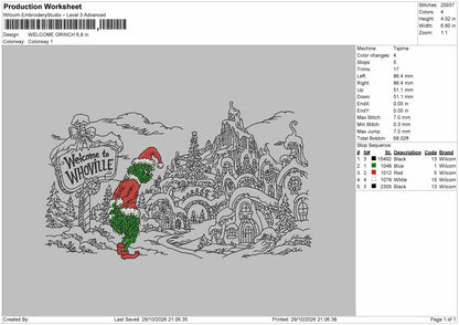 Grinch 2910 Embroidery Machine Design File 6 sizes