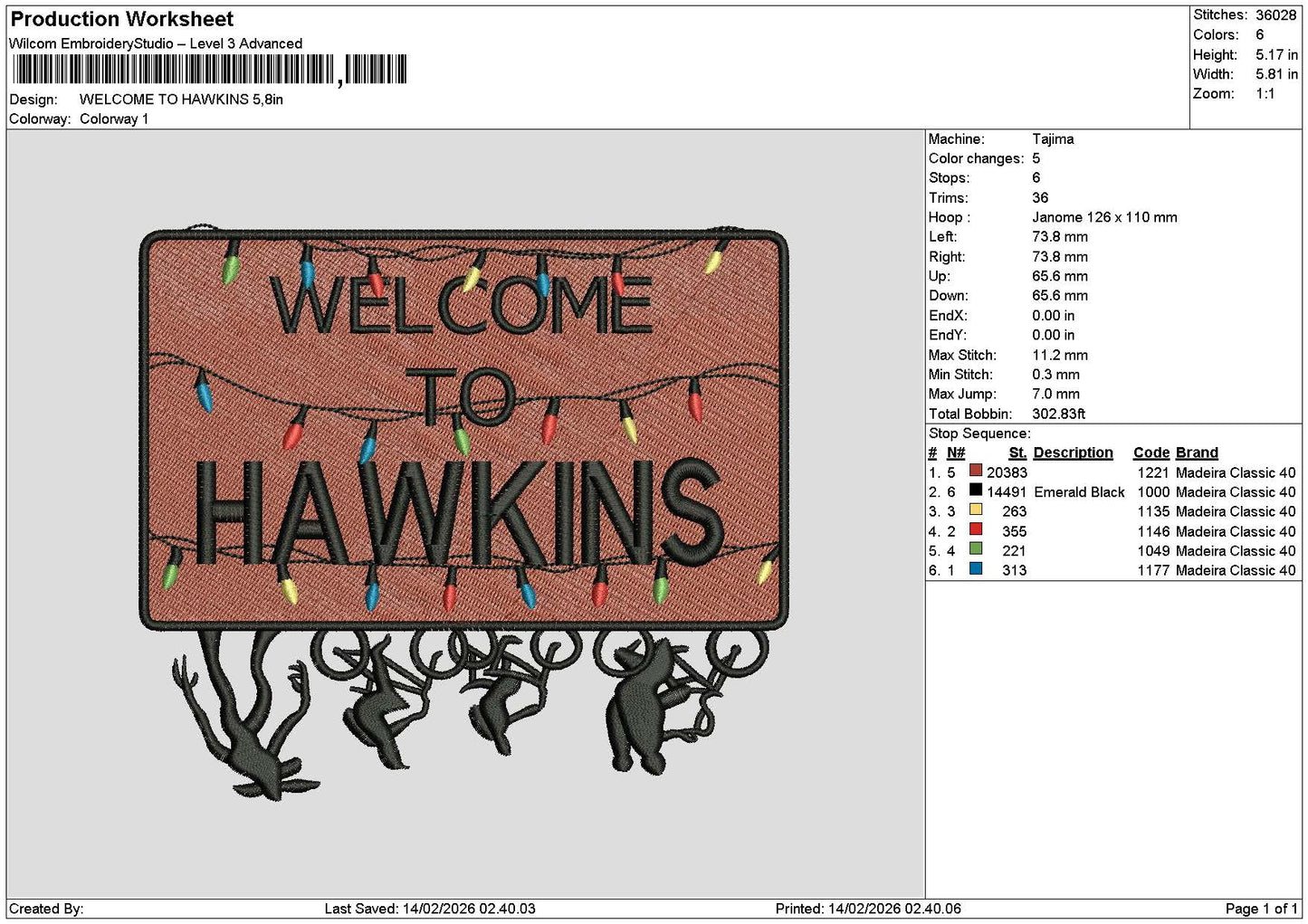 Welcometext 1402 Embroidery File 6 sizes