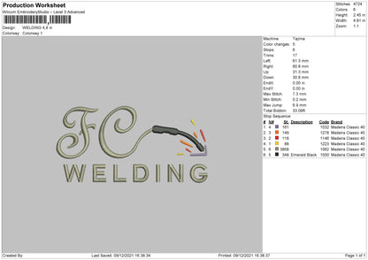 Welding Embroidery File 4 size
