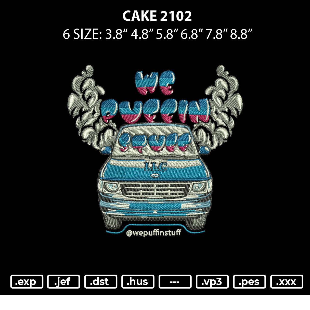 Car 2102 Embroidery File 6 sizes