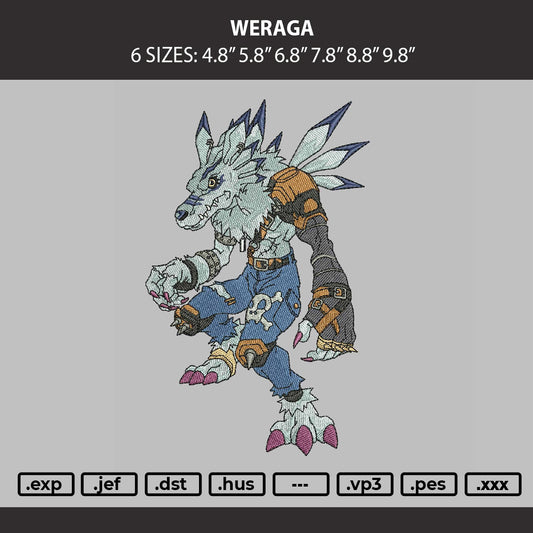 Weraga Text Embroidery Machine Design File 6 sizes