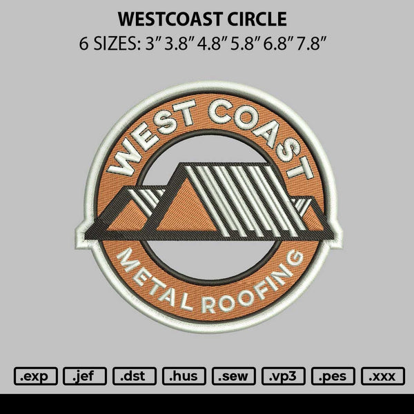 Westcoast Cirlce Embroidery File 6 sizes