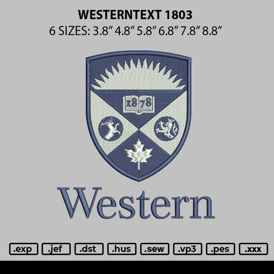Westerntext 1803 Embroidery File 6 sizes