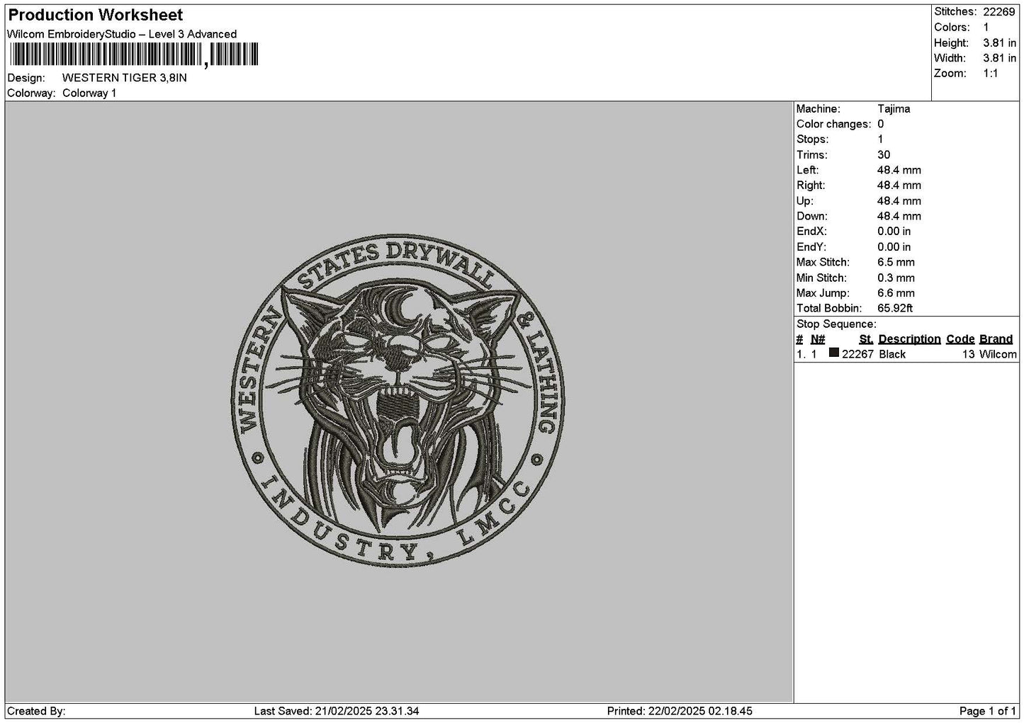 Tigercircle 02 Embroidery File 6 sizes