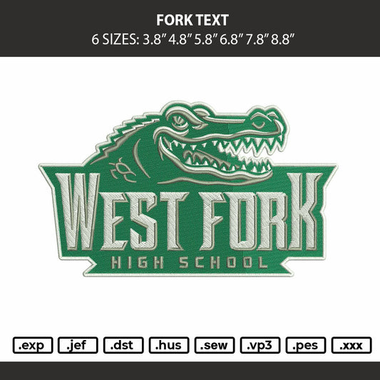 Fork Text Embroidery Machine Design File 6 sizes